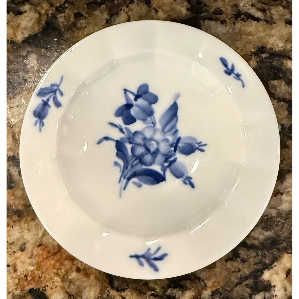 Royal Copenhagen 3" Mini Butter Pat White Blue Flower Braided Plate 10/8554